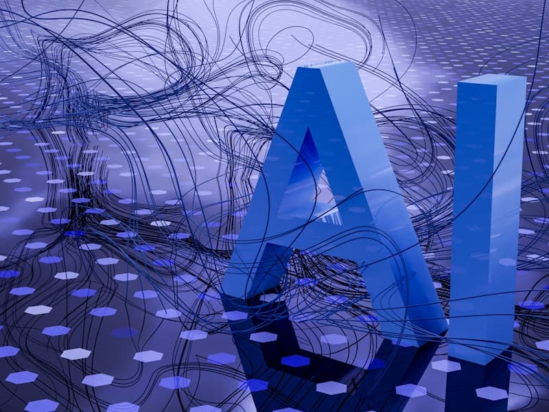 AI and machine learning concept with neural network visualization